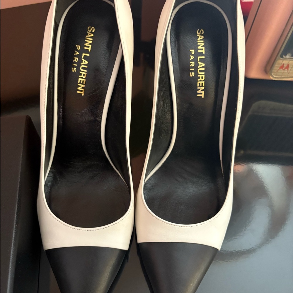 Saint Laurent Black and White Heels